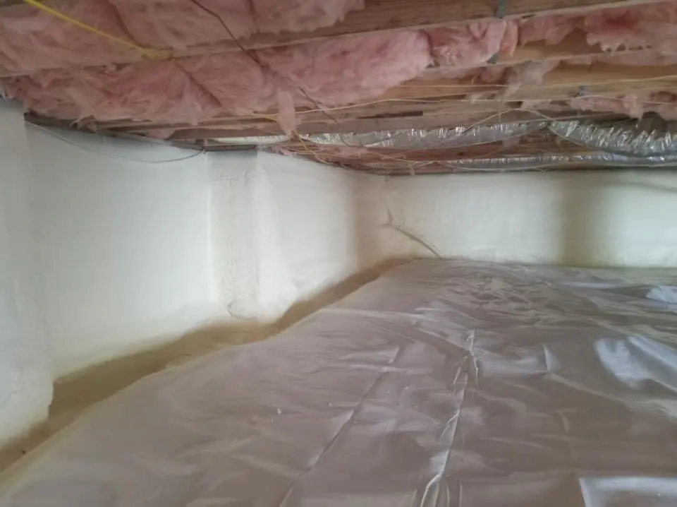 Crawl space encapsulation with closed-cell spray foam for Roof Waterproofing in Evergreen